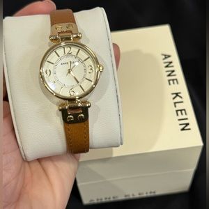 Anne Klein Leather Strap Watch - Saddle Tan/Gold - New With Tags
